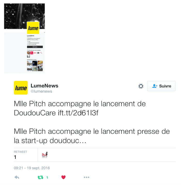 Doudoucare Lumenews Twitt