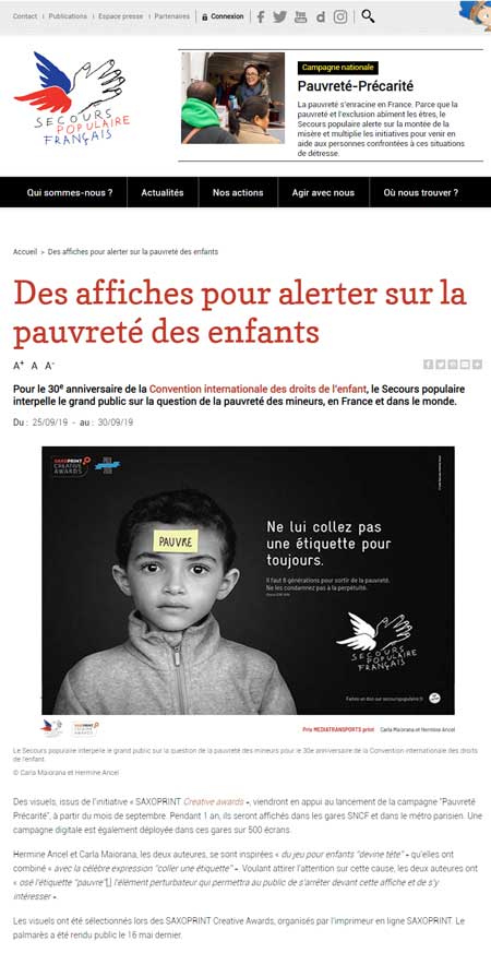 Des affiches pour alerter sur la pauvreté des enfants