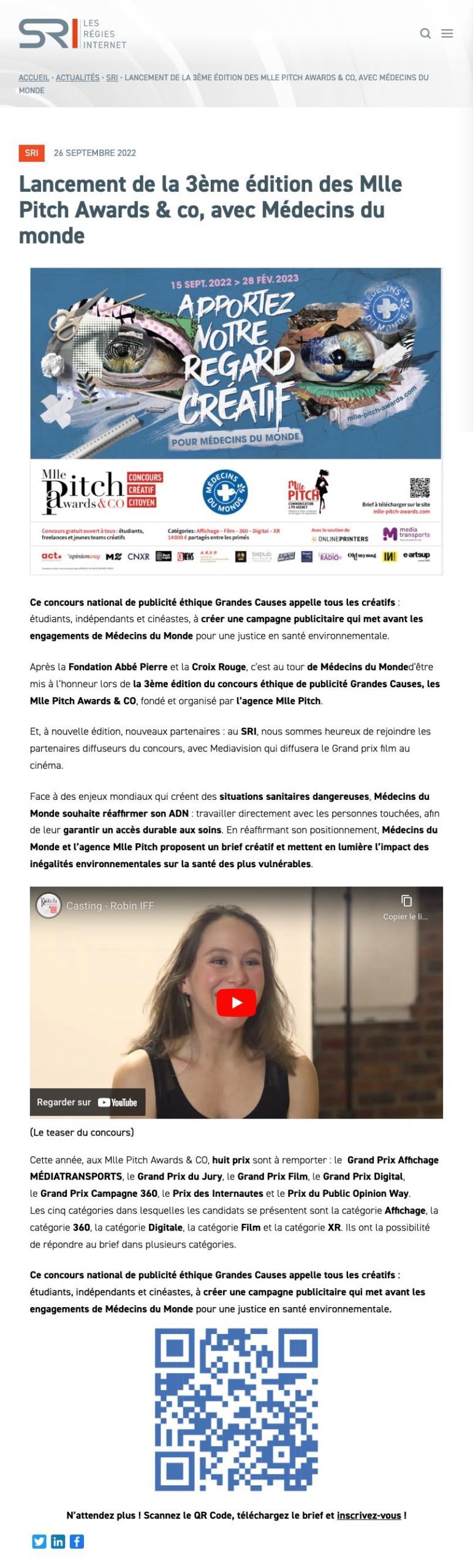 Lancement 3e edition Mlle Pitch Awards & co avec Médecins du Monde
