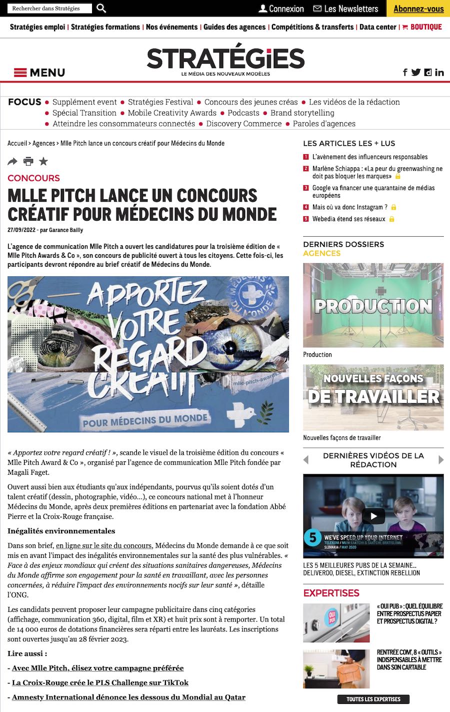 Mlle Pitch lance un concours créatif pour Médecins du Monde