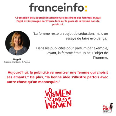Magali Faget interviewée par France Info à l’occasion de la journée de la femme !