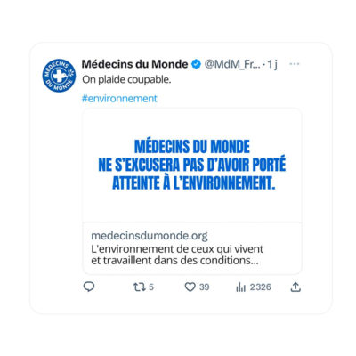 La campagne digital « On plaide coupable » pour Médecins du Monde